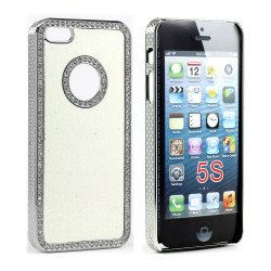 iPhone 5 5S Sparkly Diamond Chrome Case (White)